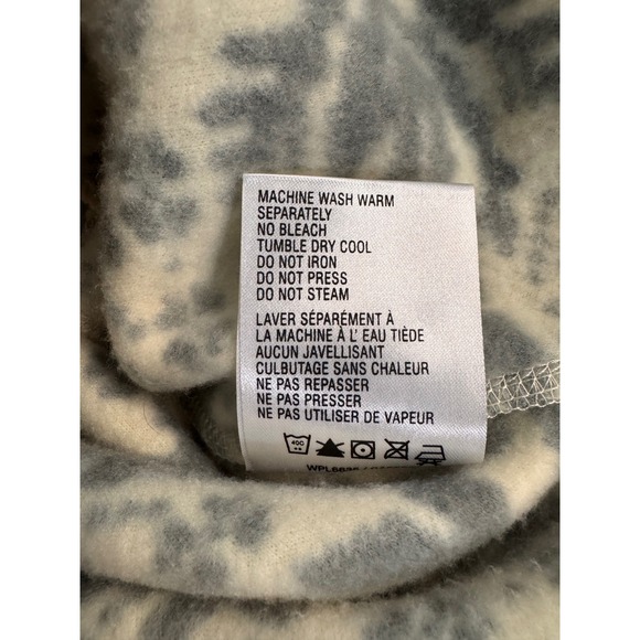 Woolrich Womens Fleece Vest Snowflake Print Full Zip Pockets Cream Gray Size S - Picture 4 of 8